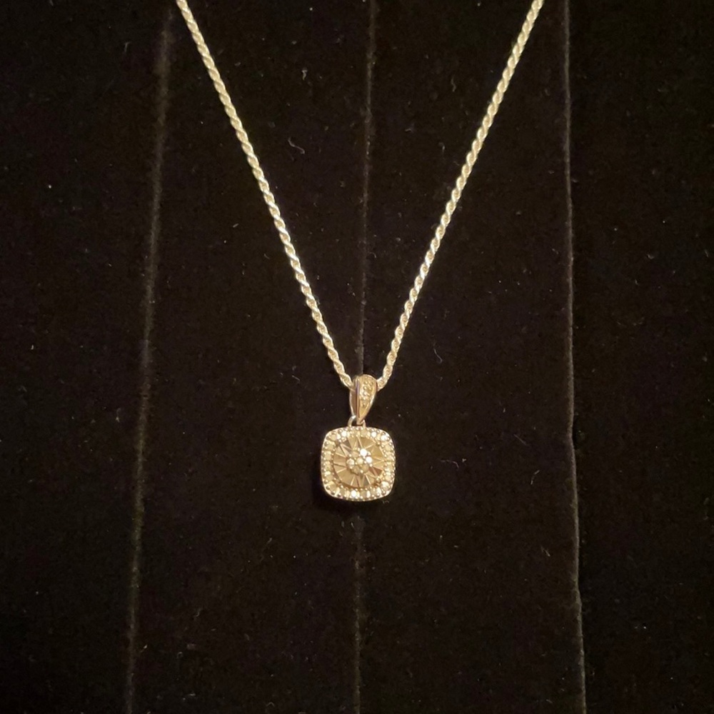 24” Sterling Silver Rope Chain with Diamond Pendant